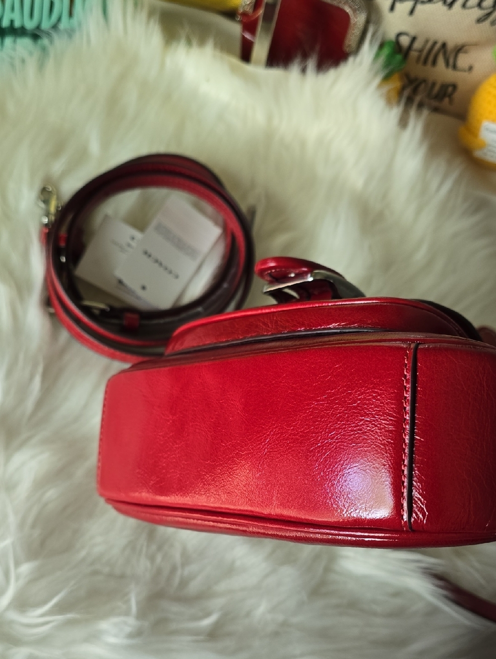 Coach NWT Ashton Mini Red Leather Buckle-Front Crossbody Bag Or Clutch So Cute - Picture 12 of 16